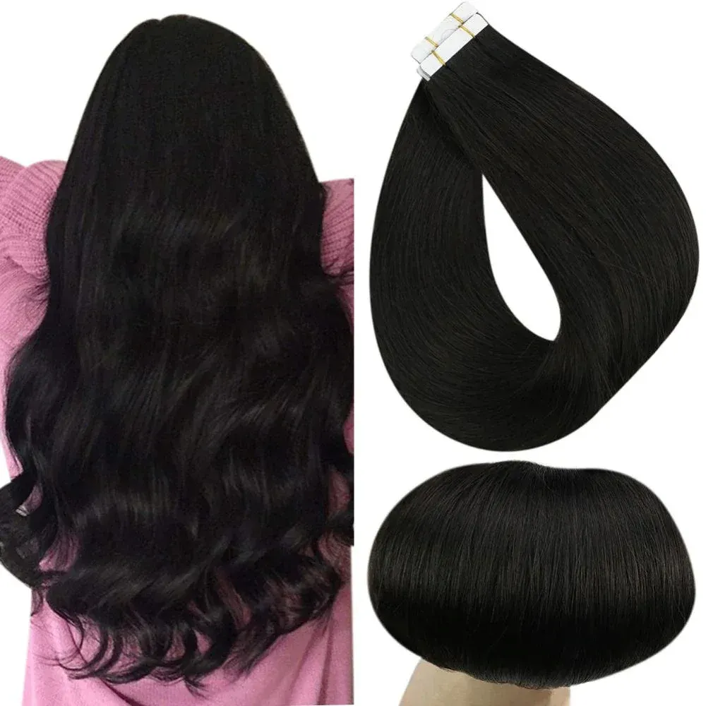 Extensiones con cinta Full Shine en extensiones de cabello humano, cinta de inyección sin costuras para mujeres negras, extensiones Invisible Straightu