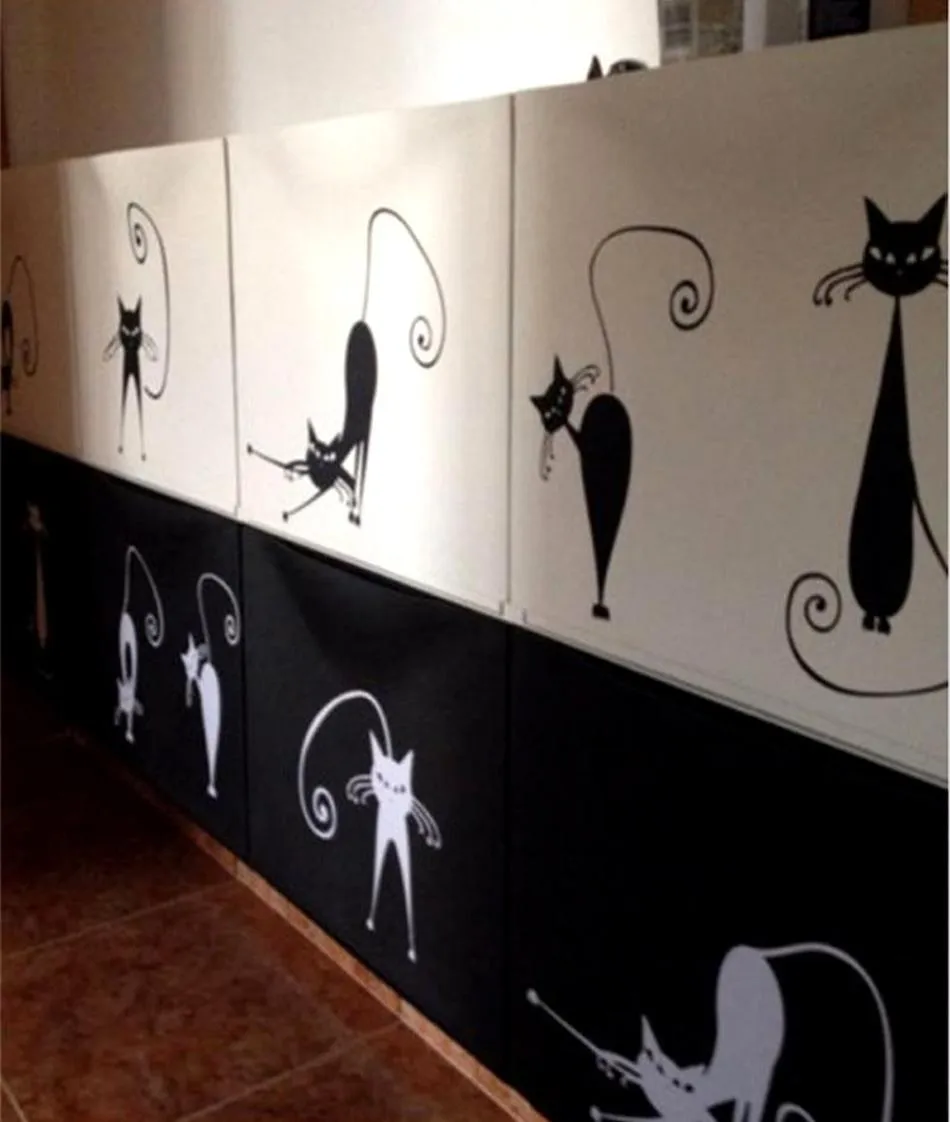 Lindo gato pegatinas de pared conjunto de 5 divertidos lindos pegatinas de vinilo para pared de gato decoración abstracta de gato gatito HM3DZ1 2104201921567