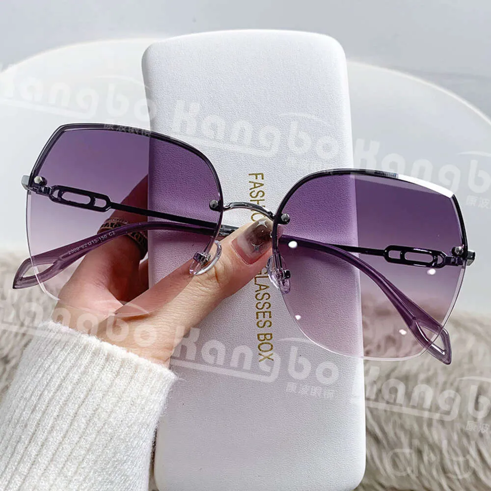 Designer Glasses New Frameless Cut Edge Womens Sunglasses Advanced Gradient Pigment Color Uv Resistant