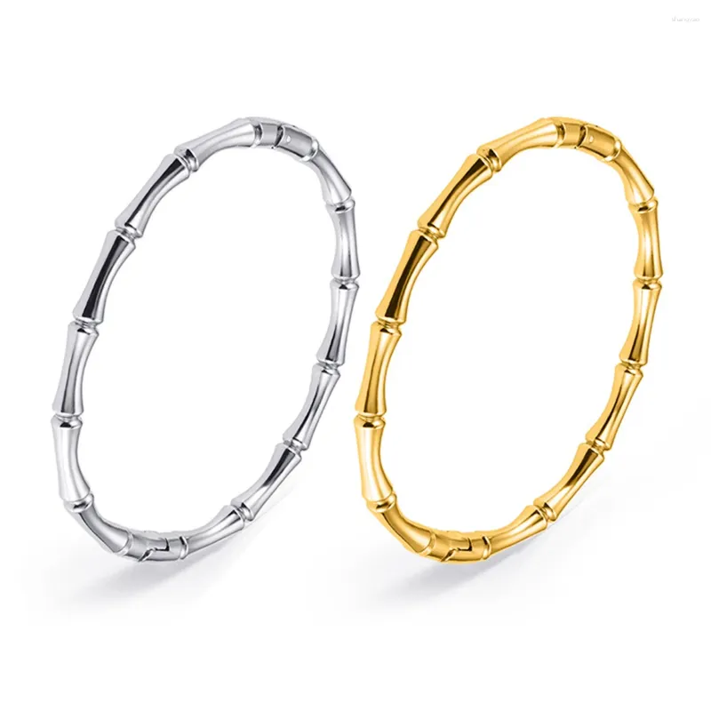 Pulseira de aço inoxidável bambu manguito pulseiras pulseiras para mulher cor de ouro casamento feminino jóias de luxo presentes
