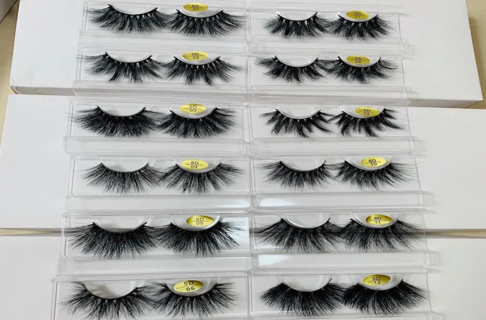 25mm long and dramatic real mink eyelashes 5D large mink eyelashes false eyelashes 12 styles5090417