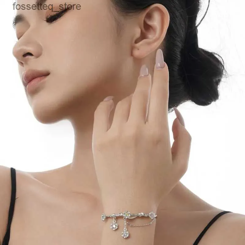 Charme pulseiras fins luxo s925 prata esterlina aberto colorido zircônia cúbica flores torção videira pulseiras para mulheres jóias finas l240314