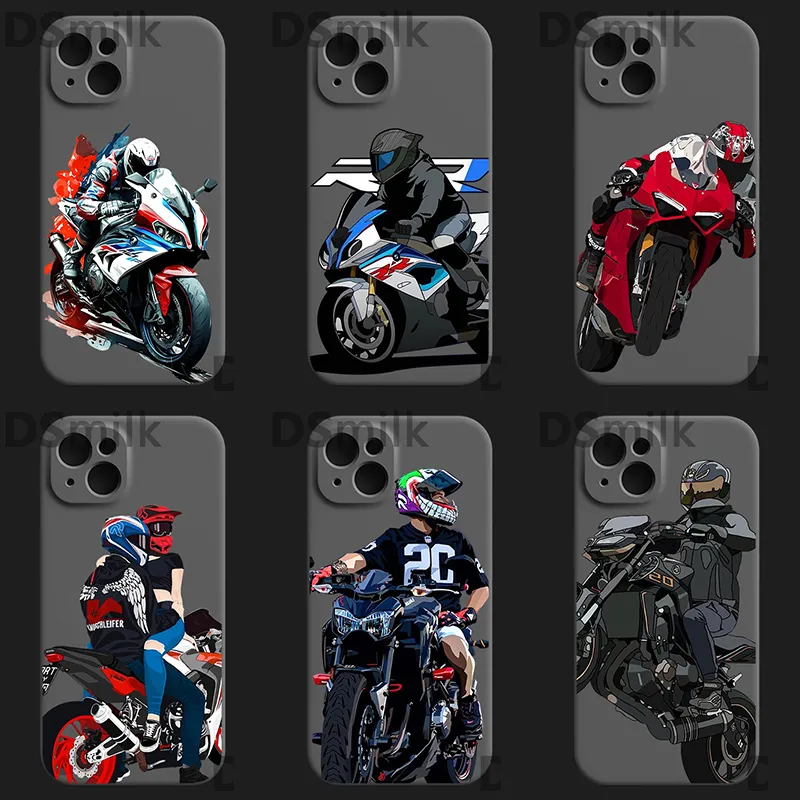 Funda de teléfono para motociclista para iPhone 15 14 13 Pro 12 11 Pro Xs X XR Max 8 7 SE, fundas de silicona fuertes, funda trasera suave