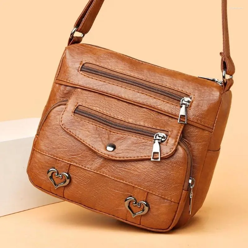 Totes Solid Color Women Crossbody Bag Fashion Large Capacity PU Soft Leather Shoulder Purse Multi Pocket Tote Handbag