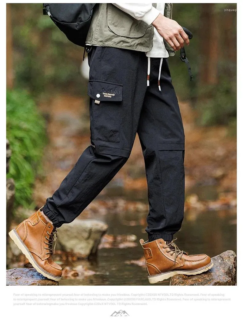 Мужские брюки-карго свободного кроя с перевязками для ног, весна и осень 2024, тренд повседневного стиля для мужчин