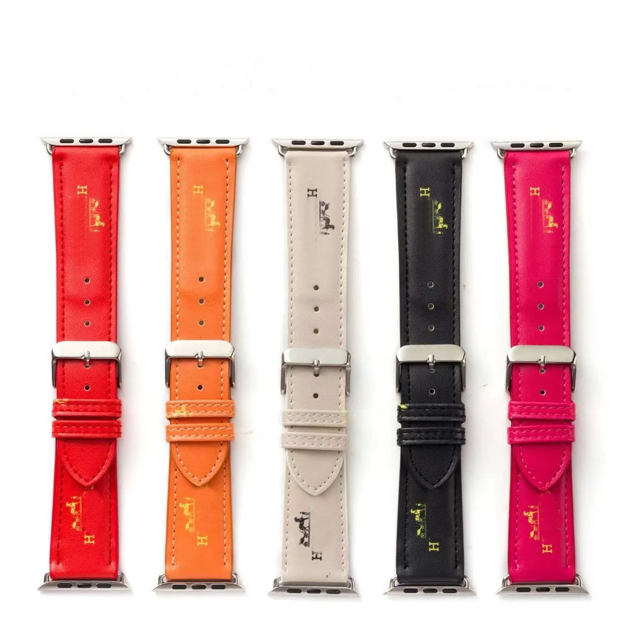 Ontwerper Apple Watch Band Slimme bandjes voor Apple Watch 1 2 3 4 5 6 7 SE Bands 38MM 40MM 41MM 42MM 45mm 44mm Luxe merk Letter H Lederen stoffen