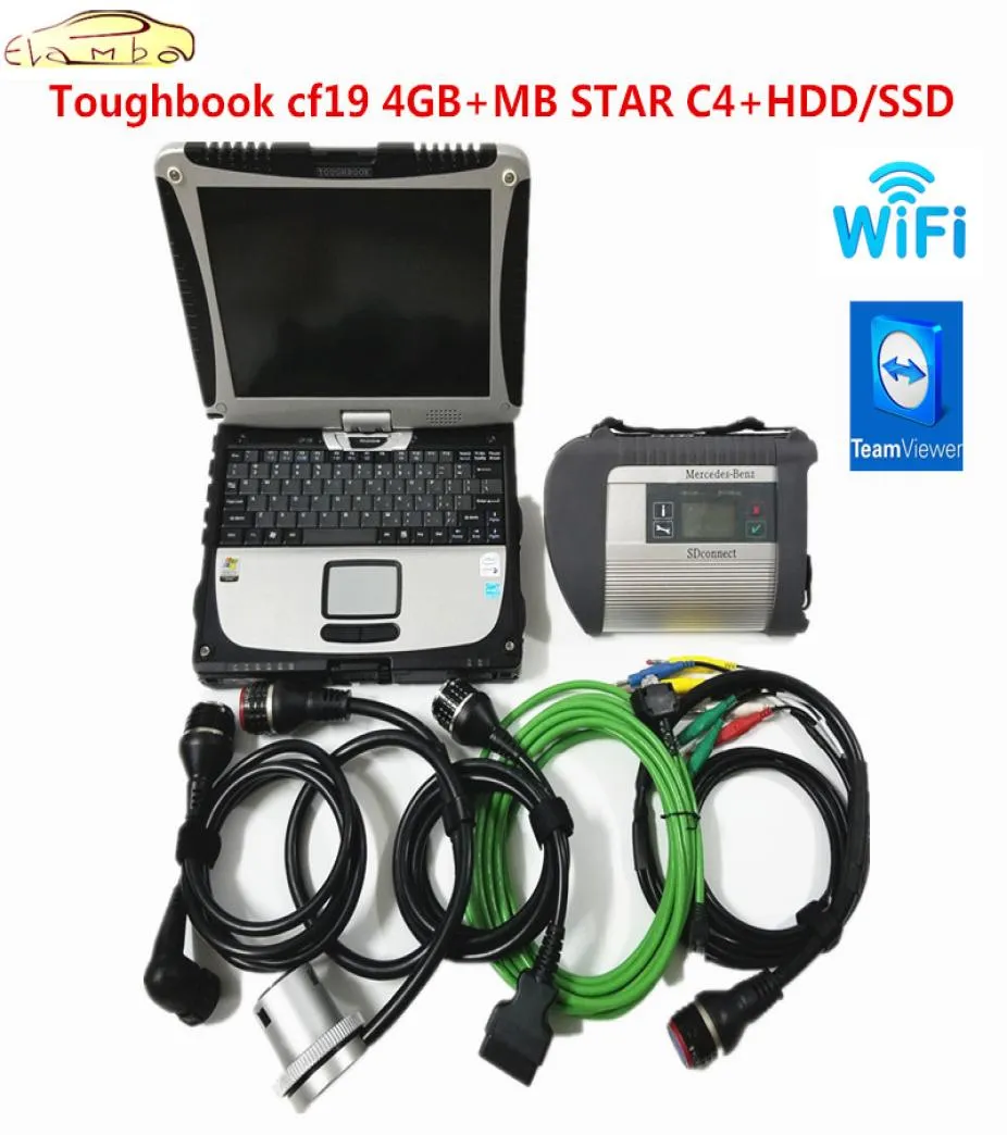 MB Star C4 SD se connecte avec le logiciel V201905 HDD SSD hardbook cf19 4 go ordinateur portable mb star c4 outil de Diagnostic multilingual4829461