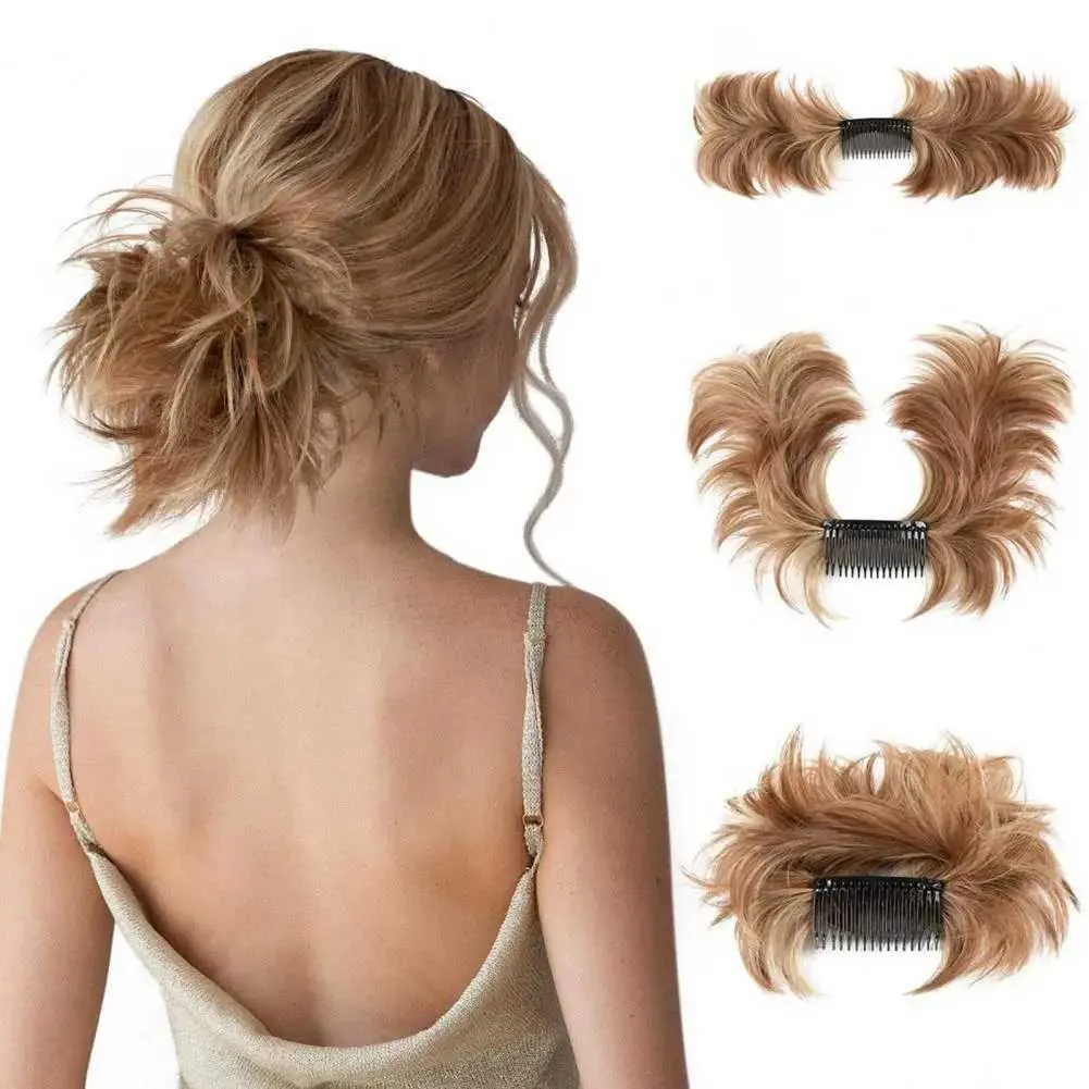 Synthetic Wigs Lace Wigs Fluffy Messy Bun Hair Clip Easy-to-use Claw Clip Hairpiece Versatile Hairstyles Fluffy Wig for Thin or Thick Hair 240328 240327