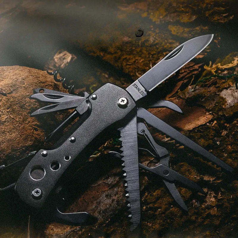 Tools Outdoor 15 in 1 Folding Knife Swiss Army Edc Gear Knife Camping Gadget Scissors Key Chain Fruit Knife Survival Multipurpose Tool