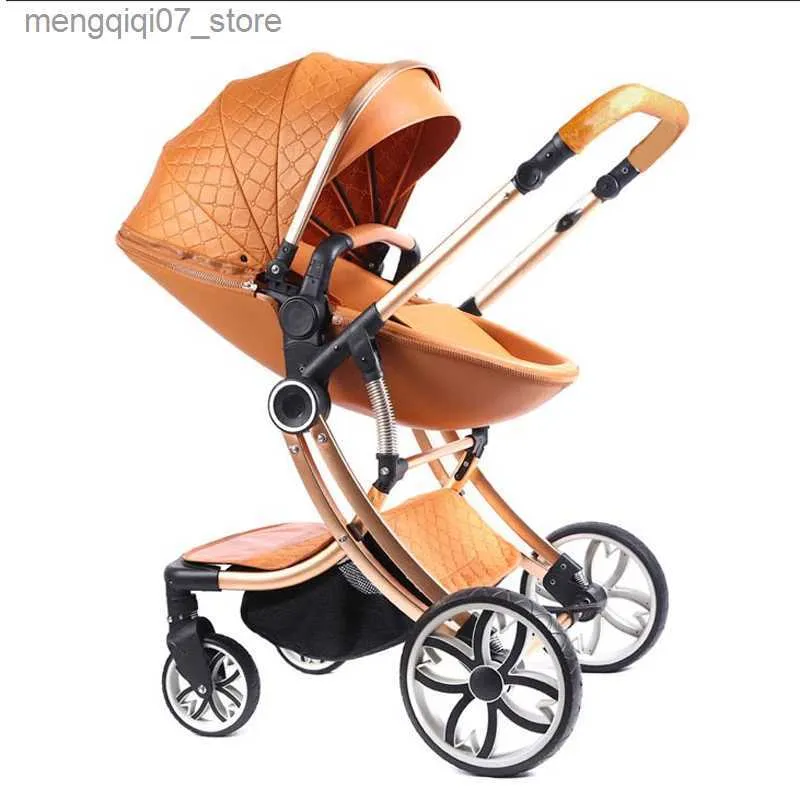 Strollery# 2024 Zestaw Nowy Baby Stoller 2 w 1eggshell Baby Carriaet2024 Noworodki Zkładanie dziecka Pramluxury High Landscape Trolley Car L240319