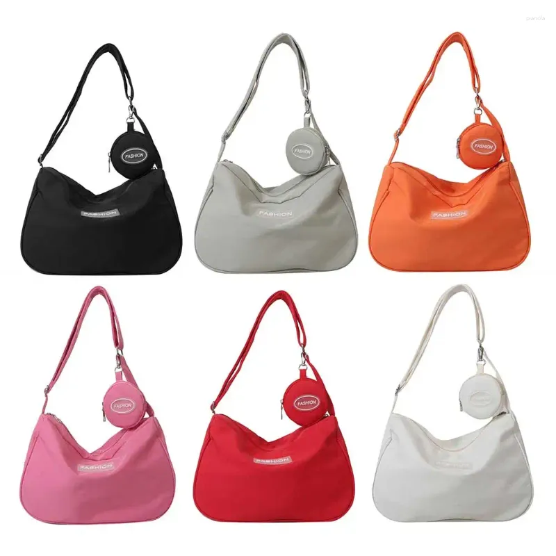 Bolsas de ombro femininas versátil bolsa mensageiro com carteira moda crossbody cor sólida estilo harajuku design simples bolsa de férias de viagem