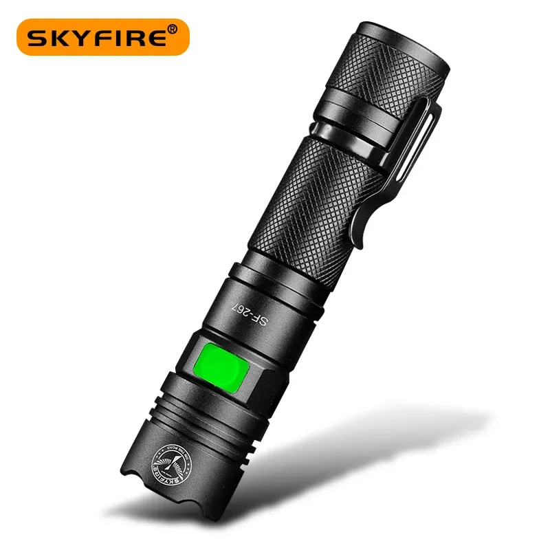 Lights Skyfire 2022 Супер яркий наружный масштабируемый мини -фонарик Водонепроницаемый USB Быстрая зарядка прожектора прожектора велосипеды SF267