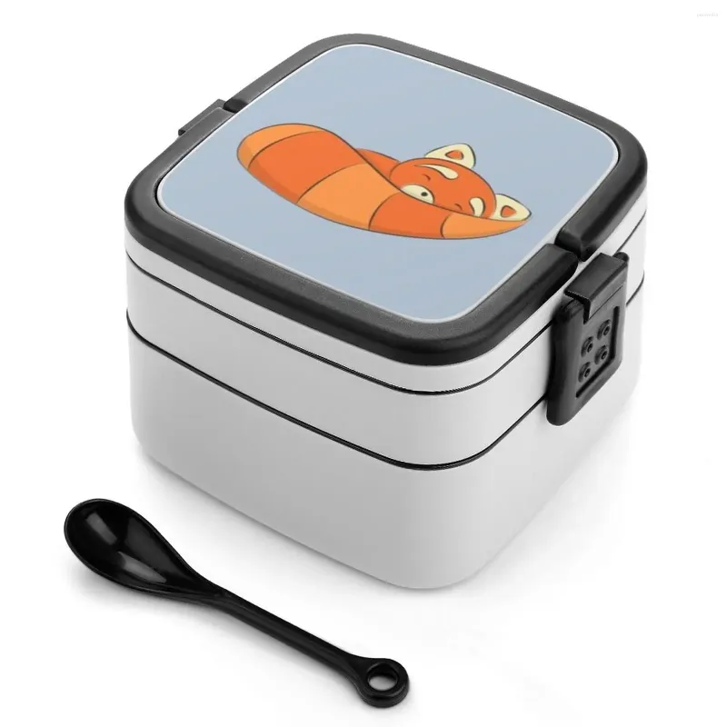 Zastawa obiadowa Sleepy Red Panda Bento Box Student Camping Lunch Boxes Cute Cartoon Animal Kawaii