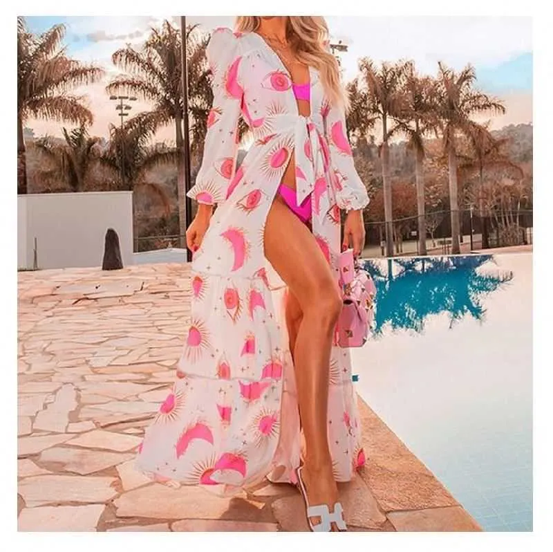 Gimily oem personalizado venda quente maiôs protetor solar véu impresso blusa biquíni praia cobrir sexy beachwear feminino banho