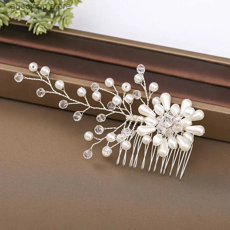 Diadèmes De Mariage Coiffure Fleur Peignes À Cheveux pour Mariée Perle Strass Peignes À Cheveux Femmes Épingles À Cheveux Diadèmes De Mariée Peignes À Cheveux Accessoires Y240319