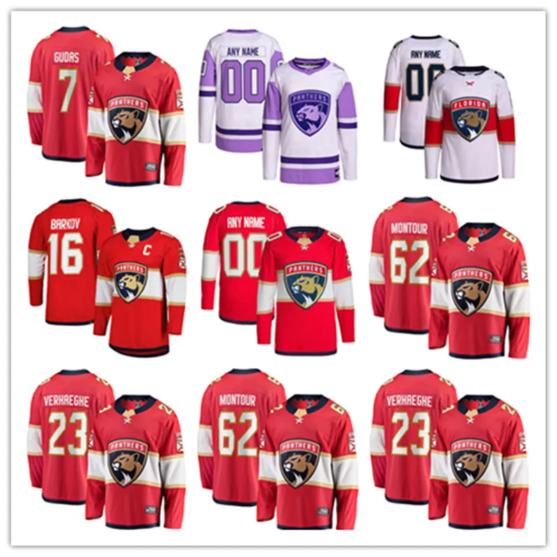 Custom Florida Panthers Hockey Jersey Stenlund 82, Stolarz 41, Reilly 6,  Carlsson 32, Kiersted 3, Knight 30, Tkachuk 19