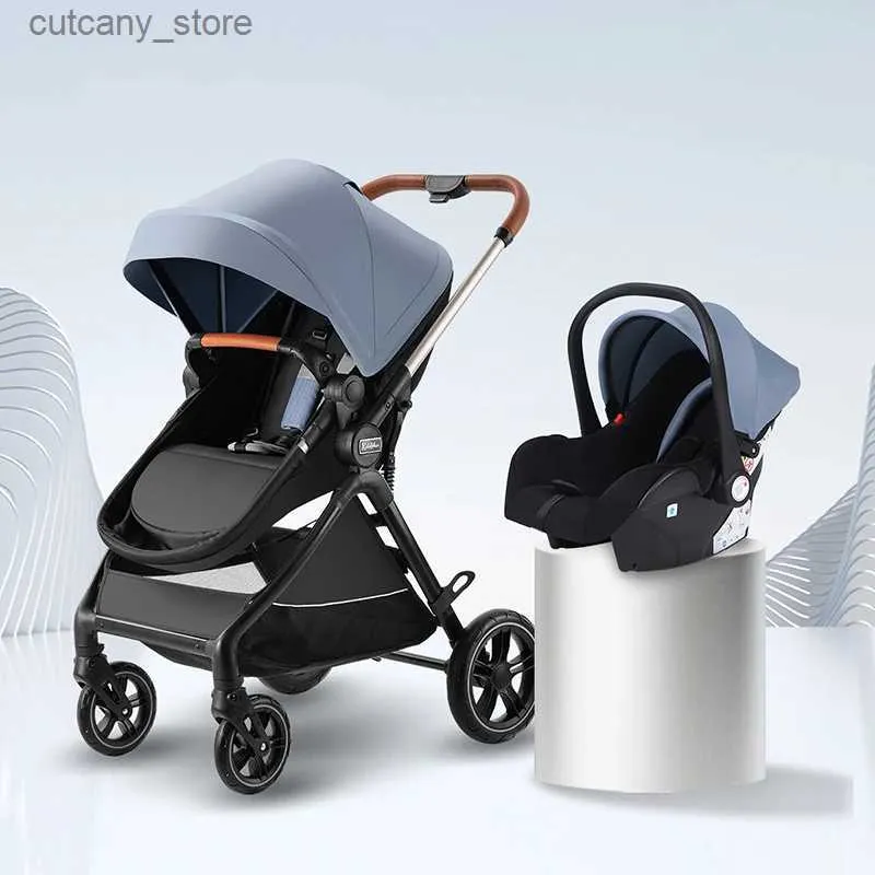 Barnvagnar# 2024 Ny 3in1 baby barnvagn baby vagn fällbar barnvagn baby bassinet puchair lyx multifunktionell baby barnvagn med bilstol l240319