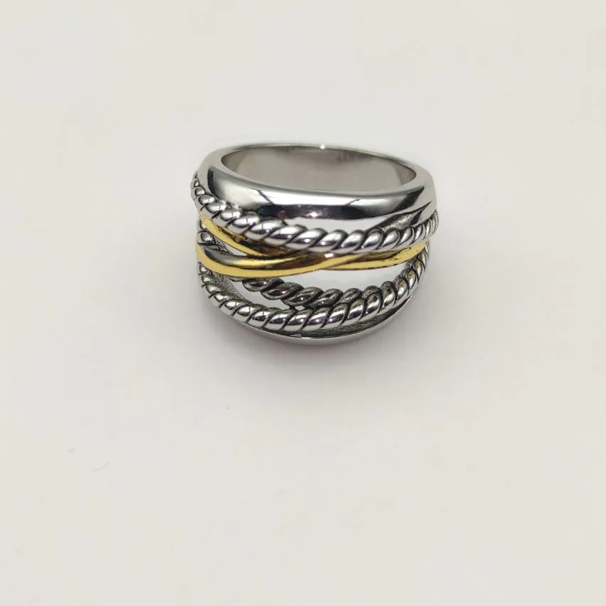 Dy pokręcony pleciony pierścionek projektant mody biżuterii vintage prezent na rocznicę ślubu