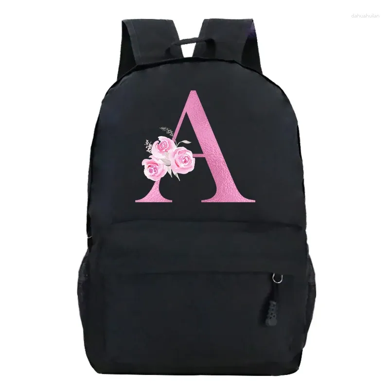 Рюкзак Harajuku, модная молодежная сумка для колледжа, дорожный рюкзак, женский пехотный рюкзак, черный, фиолетовый, алфавит с розой, рюкзаки Y2k