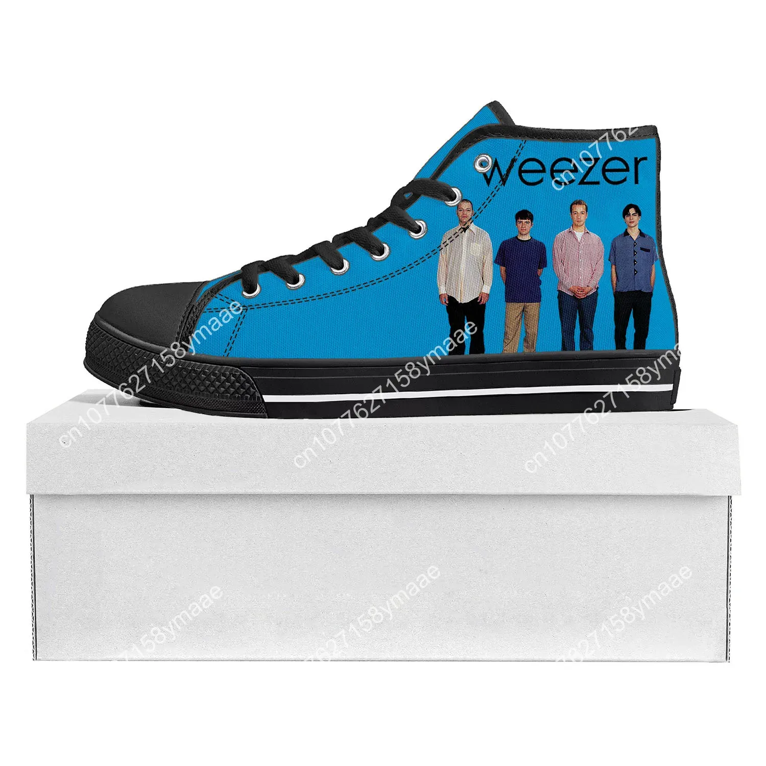 Flats Weezer Pop Rock Band High Top High Quality Sneakers Mens Mens pour adolescents femmes Sneaker Sneaker Casual Couple Shoes Custom Shoe Black