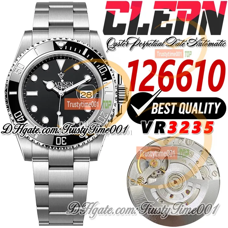 41 mm 126610 VR3235 Montre automatique pour homme Clean CF Lunette en céramique noire Cadran noir Marqueurs de points Bracelet en acier inoxydable 904L Super Edition Trustytime001 Montre-bracelet