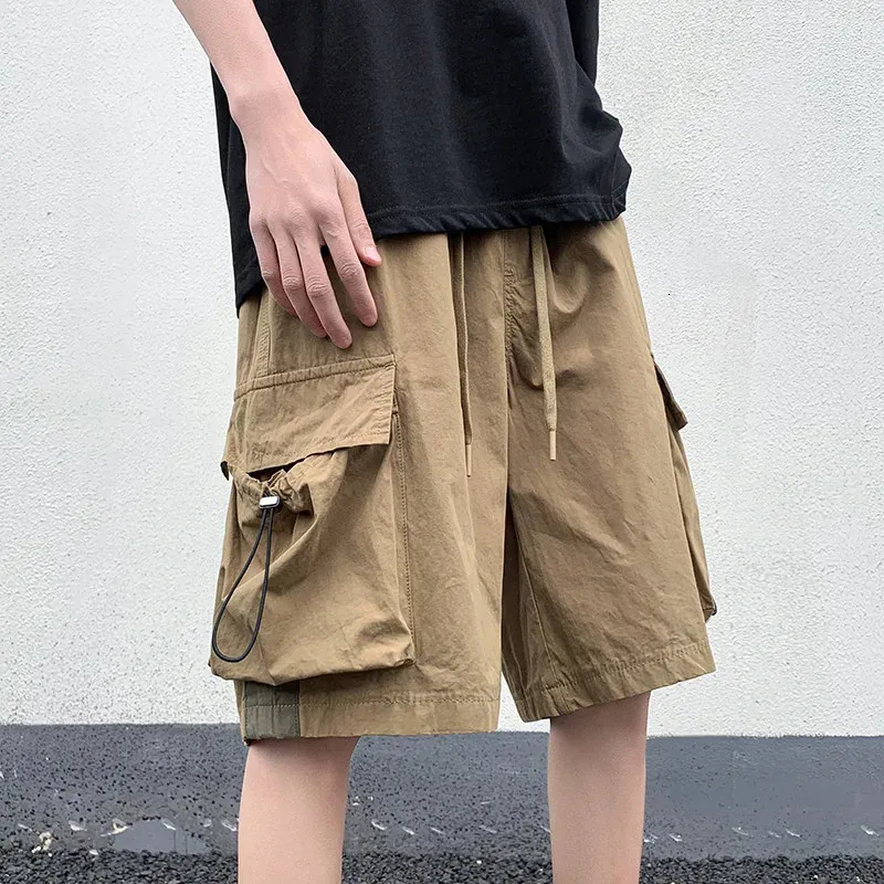 High Street Cargo Shorts For Men Summer Fashion Y2K Retro Pockets Short Pnats Baggy Casual Hip Hop Bermuda Masculina 240311