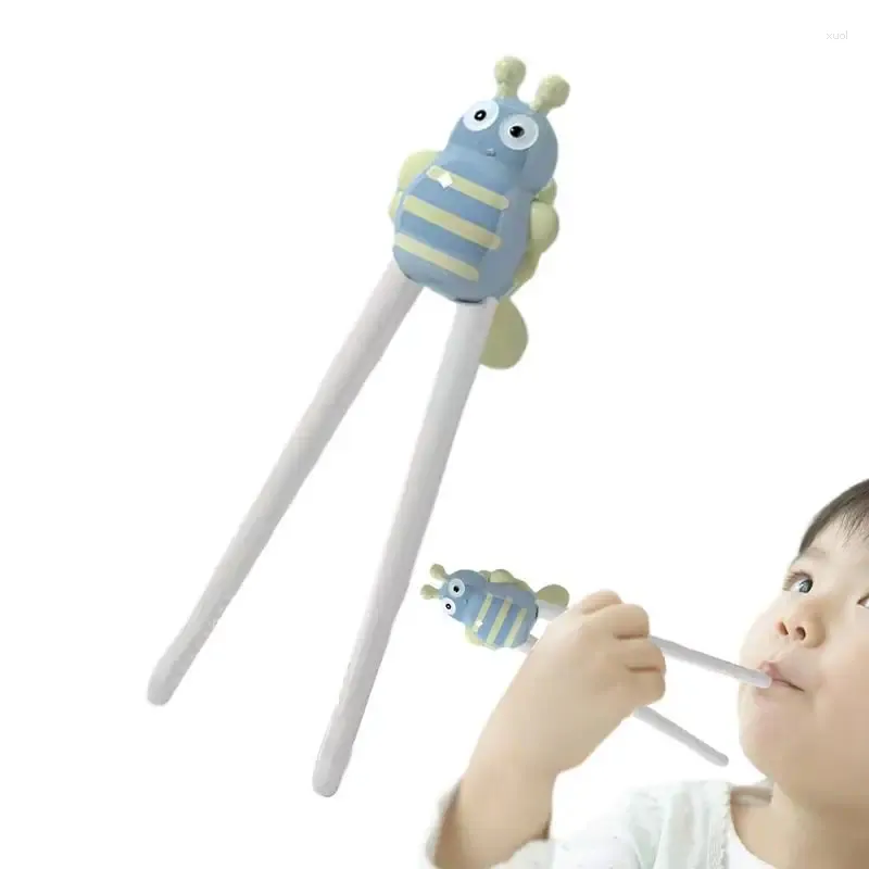 Akşam yemeği setleri çocuk çubukları eğitimi esnek sevimli arı yürümeye başlayan çocuk yeniden kullanılabilir mutfak eşyaları bulaşık makinesi güvenli uygulama