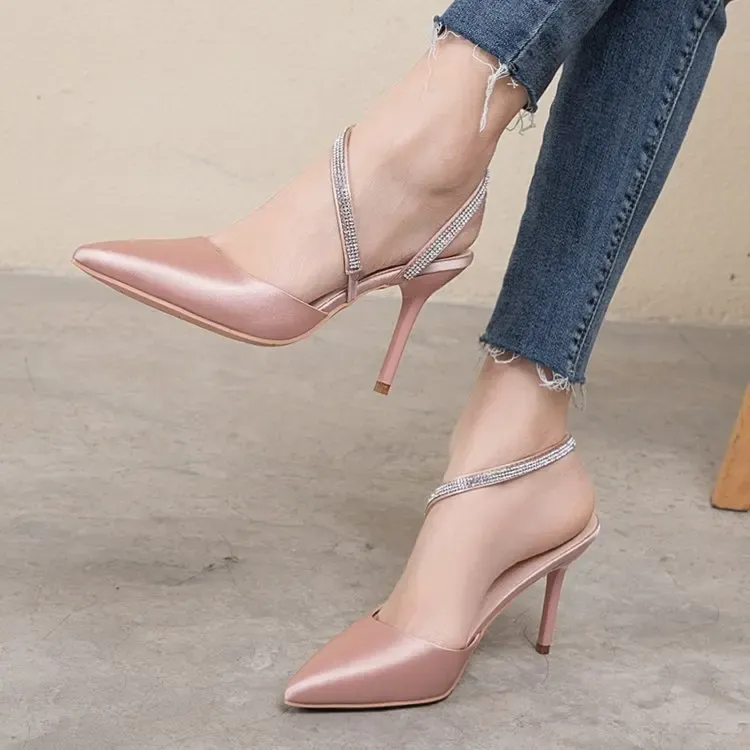 Boots MHYONS Womens Crystal Strap Pumps Fashion Thin High Heels 2023 Spring Summer Gladiator Shoes Woman Nude Slingbacks Sandals Mujer