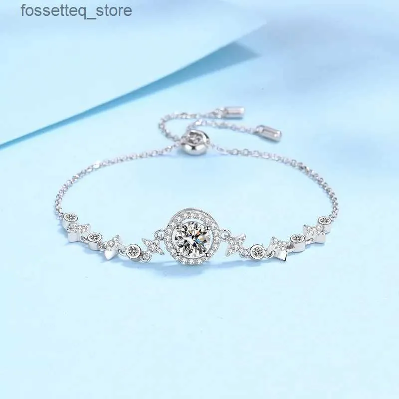 Braccialetti con ciondoli Argento sterling 925 Creato 1 CT Moissanite Pietra preziosa Braccialetto Fascino Matrimonio Gioielleria raffinata Trasporto di goccia all'ingrosso L240319