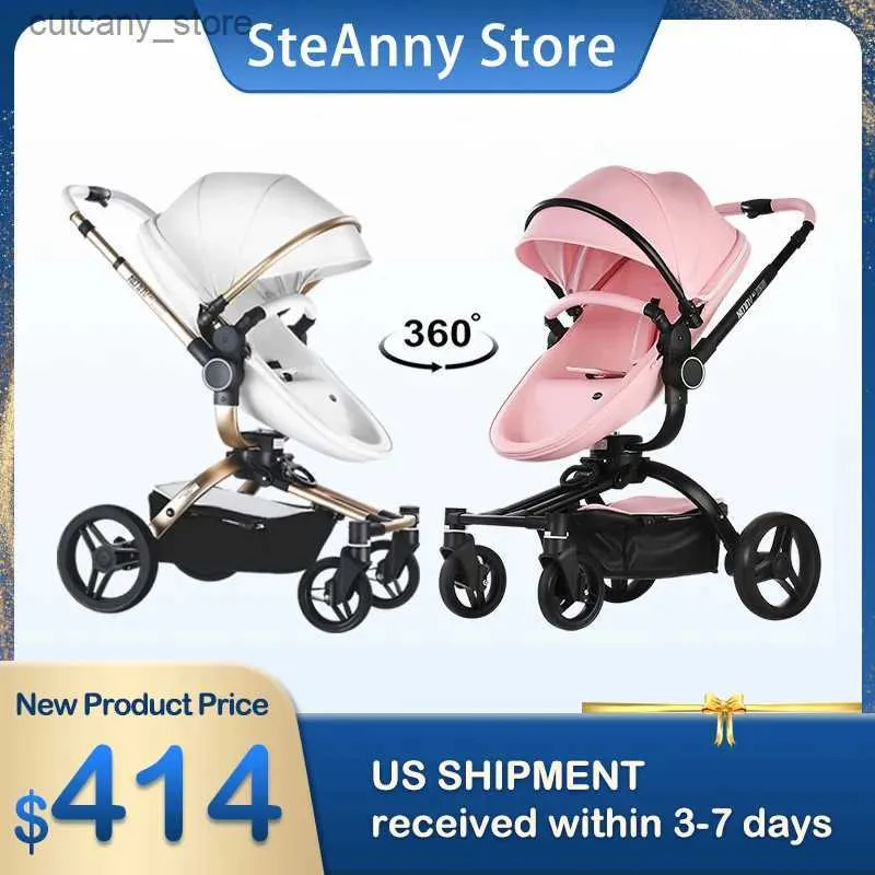 عربات# Aulon Baby Stroller Fast Free Shipping 360 Rotation Wagon Pram 3in1 Baby Carriage Poldable Bassinet Combo Car Seat L240319