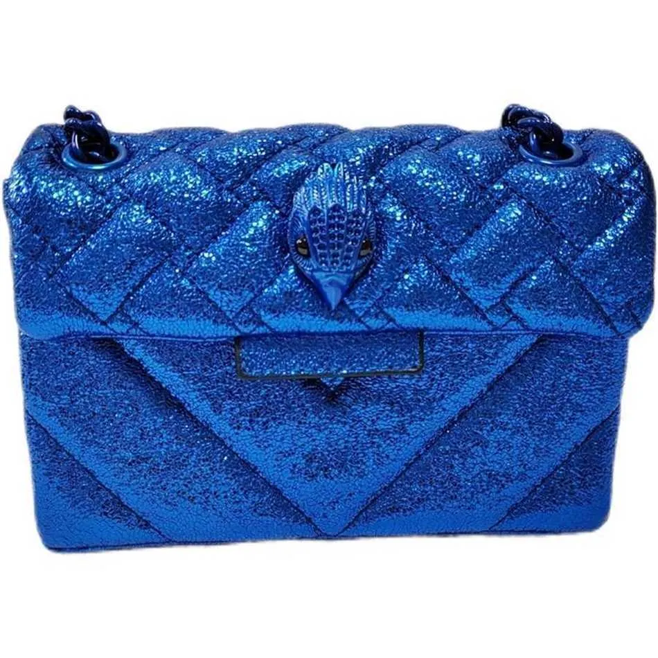 Hüfte Umhängetaschen Damen Designer Handtasche Blau Glänzendes Metall Kleine Quadratische Tasche Adlerkopf Handy Handtaschen Tote Kettenriemen Umhängetasche 240311