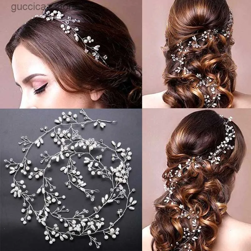 Tiara's Trendy Vrouwelijke Haarsieraden Parel Strass Bruiloft Hoofdband Tiara Bruids Headpieec Haarband Bruiloft Haaraccessoires Handgemaakt Y240319