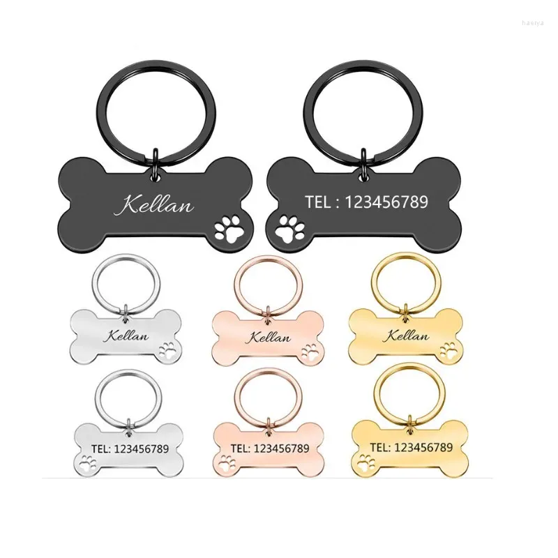 Abbigliamento per cani Anti-smarrimento Cuccioli Targhette identificative personalizzate per animali domestici Collari Materiale lucidante Portachiavi Incisione personalizzata Targhette identificative per animali domestici