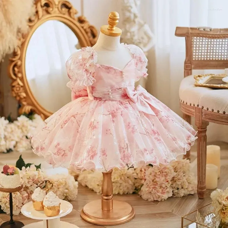 Girl Dresses Elegant Evening Party Dress Vintage Princess Flower For Wedding Kids Birthday Holy Communion Formal Gala Gow