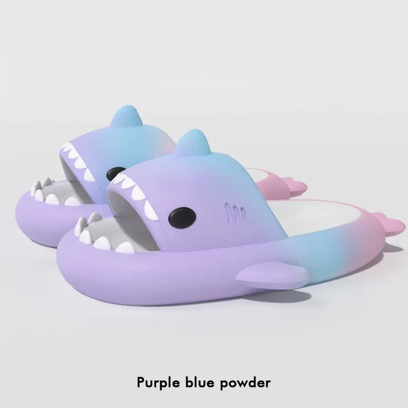 Slippers mignons requin pantoufles d'été femmes 4 cm de bas de baisse des hommes de salle de bain sandales non glissantes de salle de bain couples chaussures de plage de plage.