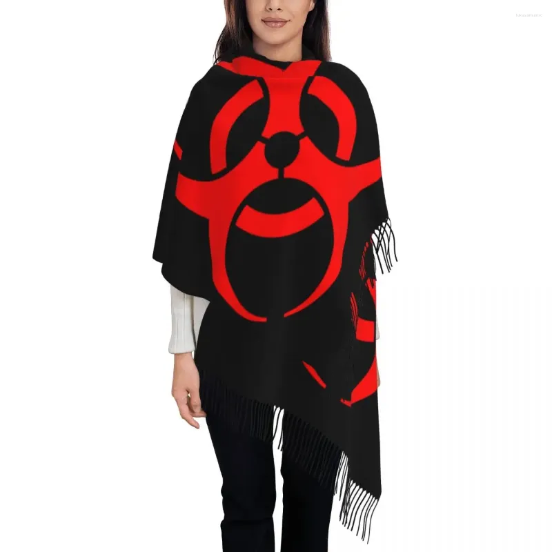 Scarves Fashion Umbrella Corporation Biohazard Logo Tassel Scarf Women Winter Fall Warm Shawl Wrap Female