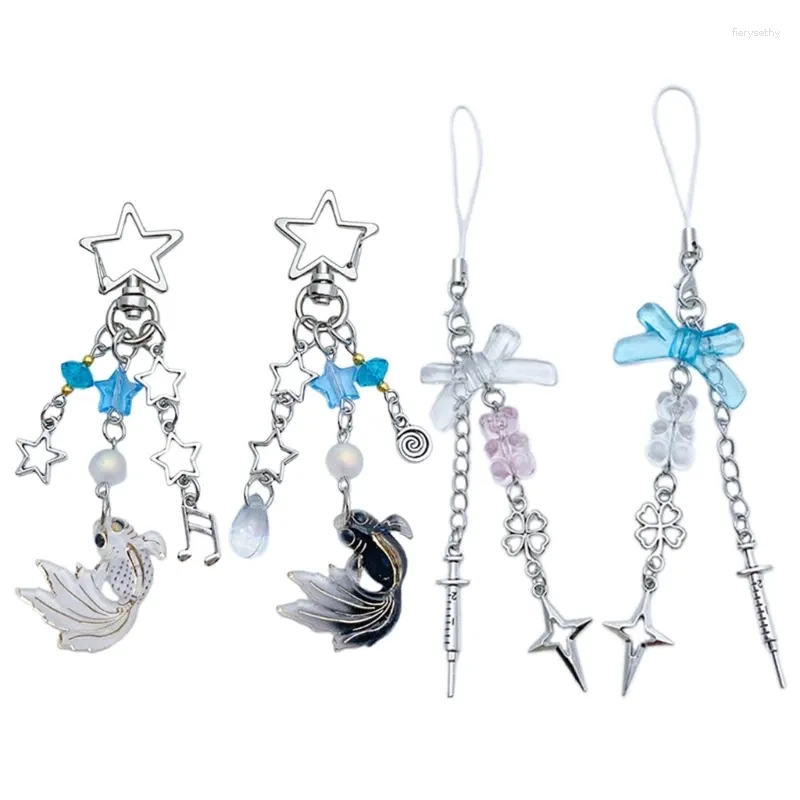 Porte-clés Ensemble de 4 porte-clés acryliques pendentifs de téléphone suspendus bijoux pour sacs et sacs à dos