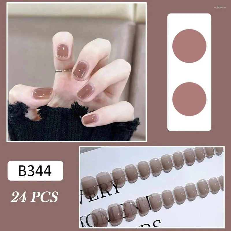 False Nails Clear Brown Press-on Full Cover Comfortable Wear For Daily And Parties Wearing