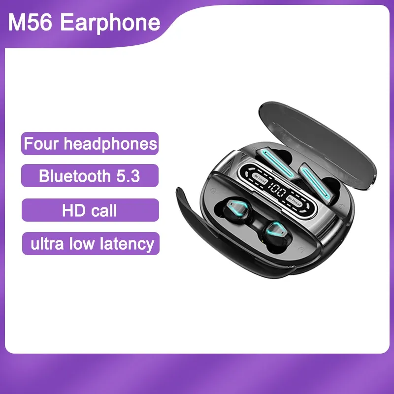 Écouteurs Nouveau M56 TWS Bluetooth 5.3 casque Couple sans fil écouteurs sport étanche 9D stéréo quatre écouteurs casques avec micro