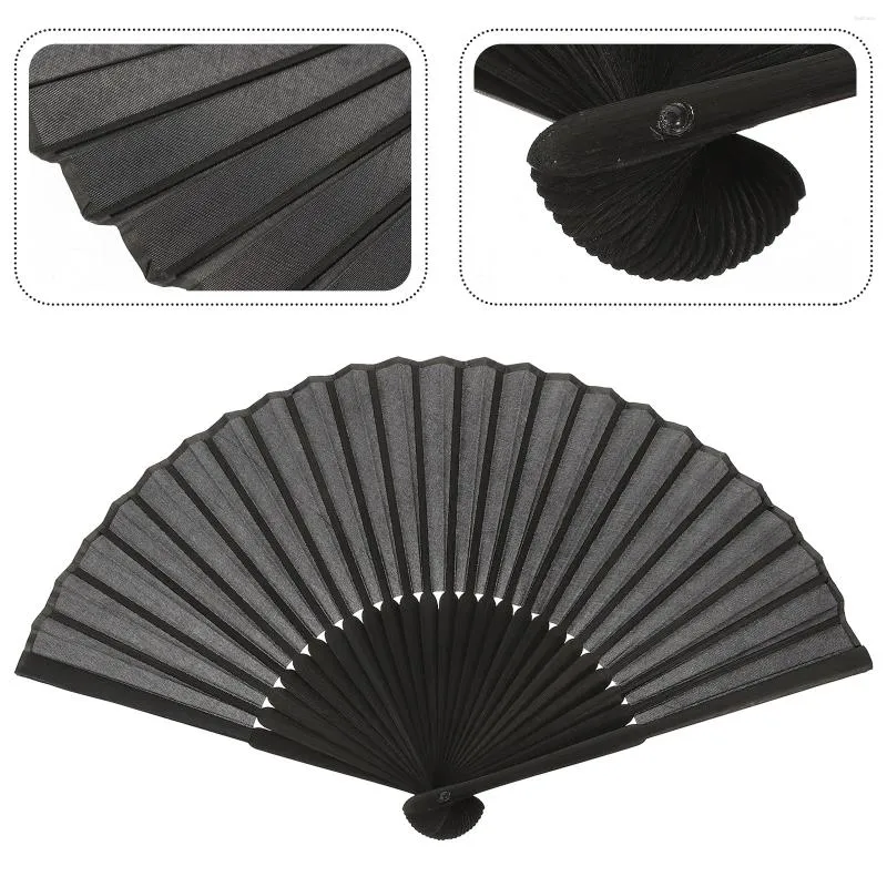 Decorative Figurines Chinese Style Miss Hand Held Fans Black Wedding Decor Bamboo Simple Man Folding