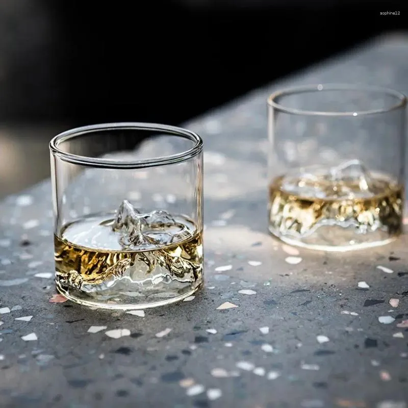 Vingglasögon 3D Mountain Clear Drinkware Drinking Vodka Cup Beer Mug Whisky Glass
