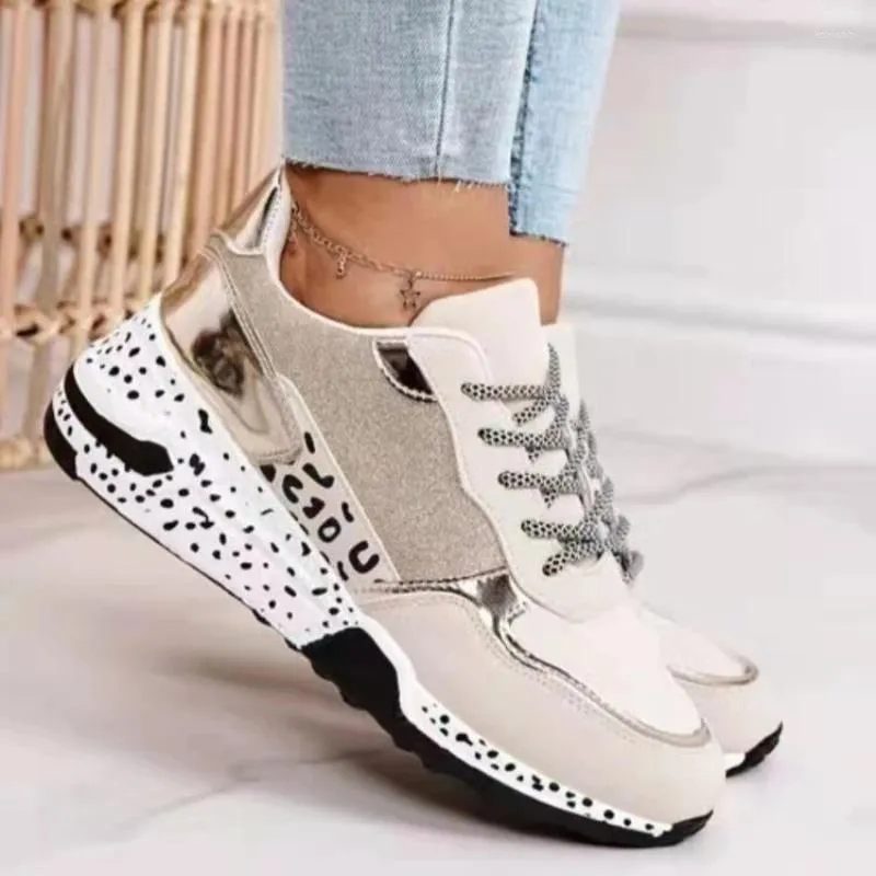 Buty zwykłe platforma Leopard Drukuj damskie trampki w trend mody szykowny punkt wygodny sport duży rozmiar panie