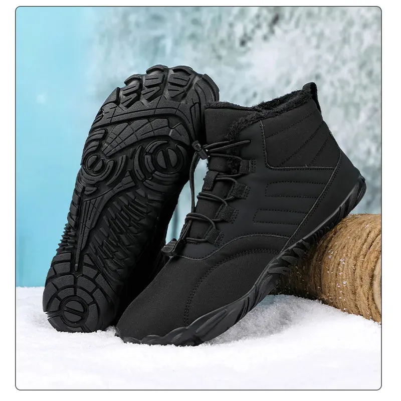 Buty mężczyźni boso bose na 2023 parę wodoodporne buty śnieżne na zewnątrz buty do spacerów ciepłe futrzane kostki buty
