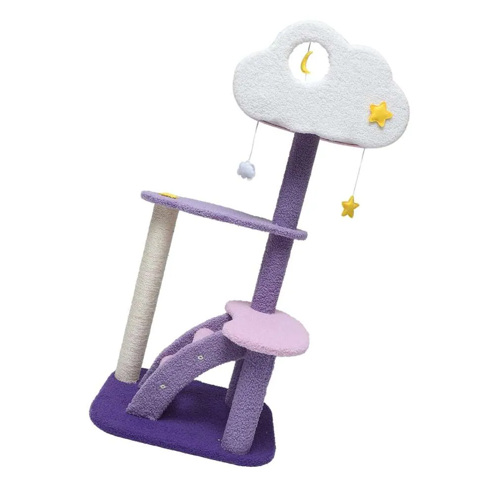 Pretyzoom 1PCフレームクライマーChimmy Furret Soft Toys Castle Shape Treed The Cat Cat Climbing Toy One Body Purple Composite Cashmere Loop子猫