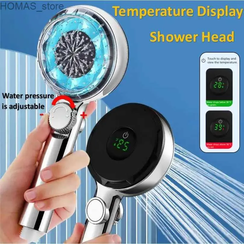 バスルームシャワーヘッド新しい加圧シャワーヘッドデジタル温度コントロールシャワースプレースプレー貯蓄ハンドヘルドシャワーフィルターバスルームアクセサリーY240319