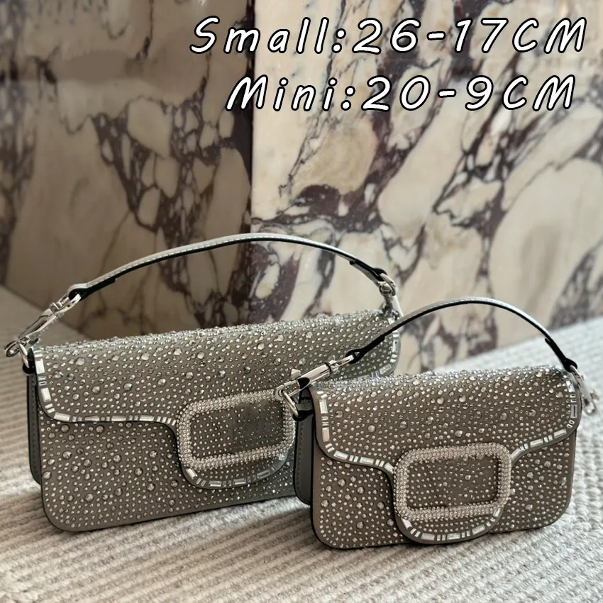 Moda Çantalar Tasarımcı Omuz Çantası Tote Lüks Crossbody Tag Crystal Dekoratif Çanta Çıkarılabilir Omuz Kayışı Mini Flep Tag Kırmızı Lüks Kadın Çantası