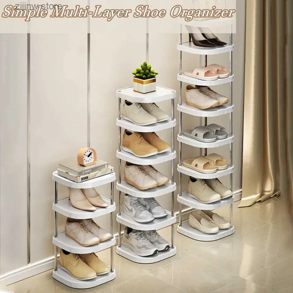 Supports de rangement Racks Organisateur de chaussures multicouche simple Support de rangement vertical à 8 couches avec étagères étroites utilisé pour la porte d'armoire à vêtements d'angle d'entrée de petit espace