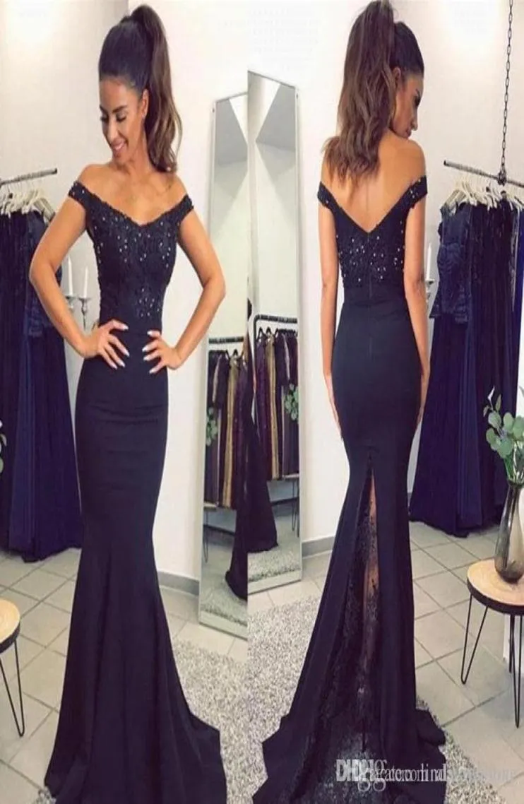 2019 Mermaid Blue Prom Dress Sexy Off the ramion koronkowe formalne wakacje noś ukończenie szkoły wieczorowej suknia na zamówienie plus s5684238