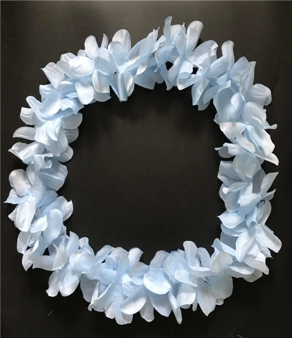 Blue Hawaiian Hula Leis Garland Necklace Flowers Wreaths Artificial Garden Festive Party Leverantörer Flowers 100st Lot8745045