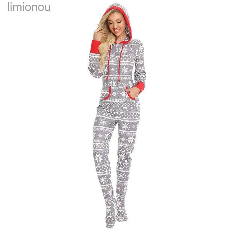 Women's Sleepwear Aamikast Matching Family Halloween Pajama Set Zipper Front Hooded Footed One-Piece Pjs Loungewear Sleepwear S-XXLC24319